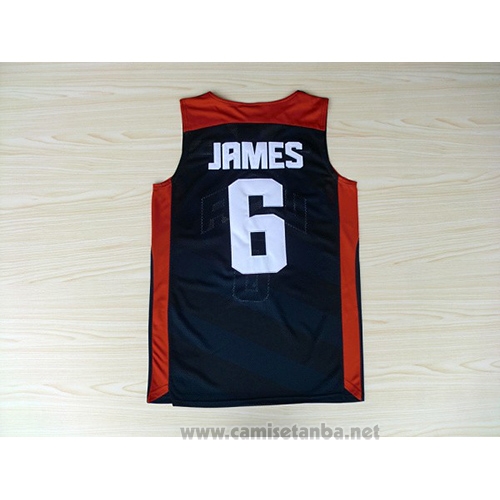 Camiseta USA 2012 Lebron James #6 Negro